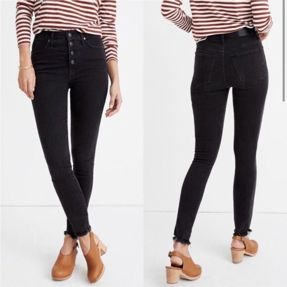 Madewell 10" High-Rise Skinny Jeans in Berkeley Black: Button-Through Edition 27 - Picture 1 of 11